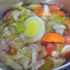 小松菜と人参とねぎの中華スープ
